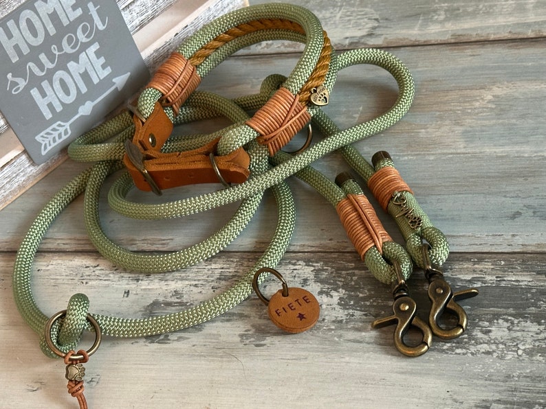 Adjustable rope and collar set for large and small dogs image 9