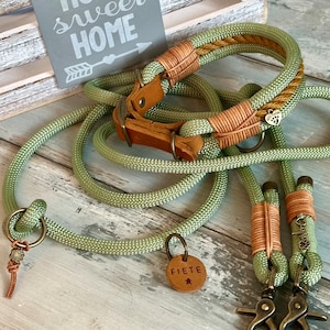 Adjustable rope and collar set for large and small dogs