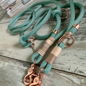 Tauleine dog leash peppermint rose gold adjustable image 1