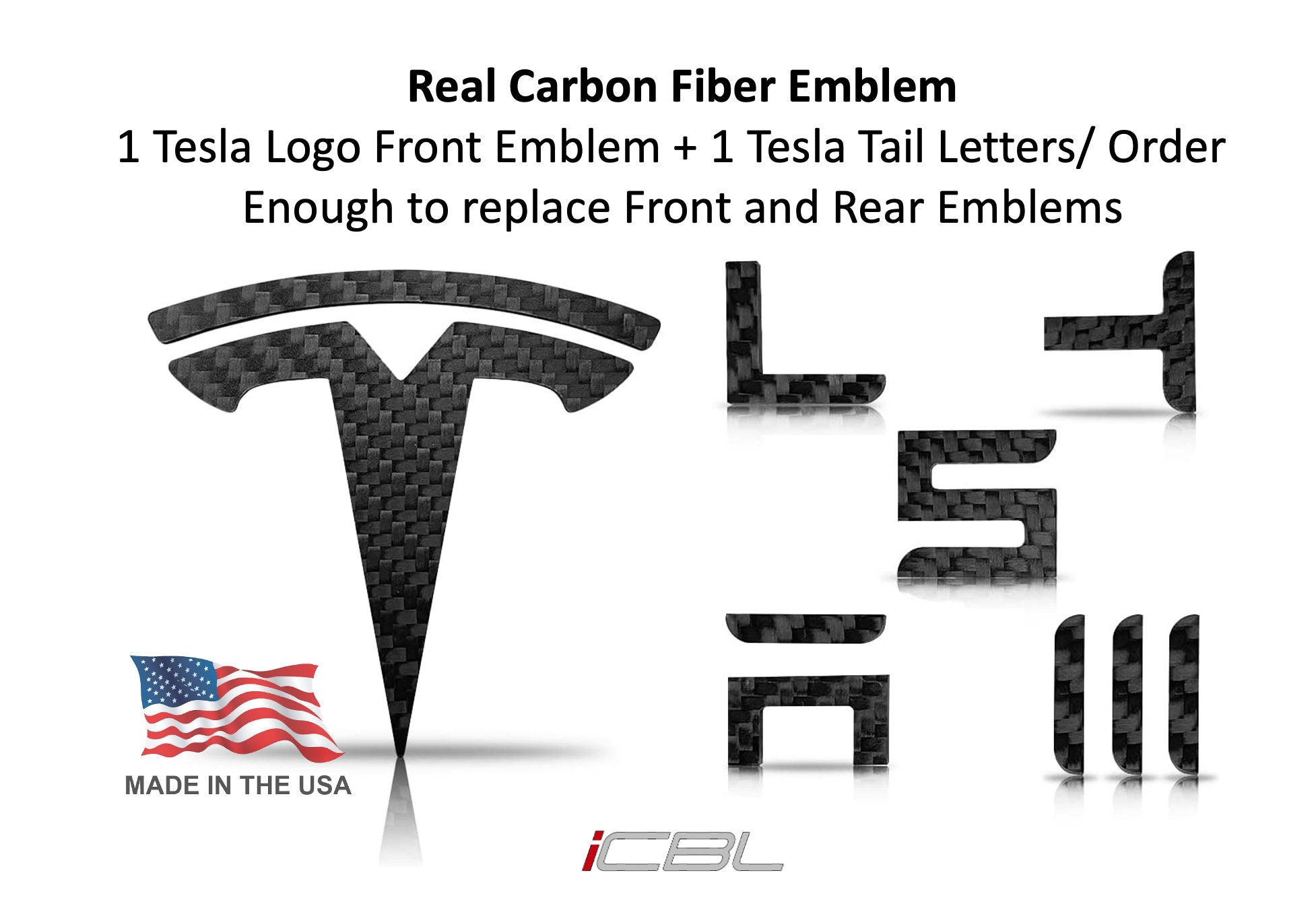 Echt Carbon Fiber Emblem Logo für TESLA Model 3 & Model Y Kapuze  Kofferbrief Zubehör - .de