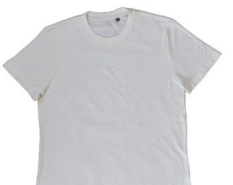 Camiseta de cáñamo con estampado floral, mezcla de algodón orgánico (unisex)