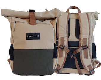 Mochila de cáñamo, mochila de viaje sostenible, bolsa de senderismo ecológica, mochila de día 100% cáñamo natural, regalo vegano para viajeros y excursionistas.