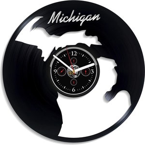 Reloj de pared con discos de vinilo de Michigan, decoración Original para el hogar, regalo de inauguración de la casa para parejas, ciudades de Estados Unidos, arte, decoración del hogar estética
