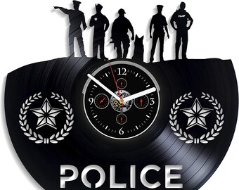 Polizei Schallplattenuhr Einzigartige Wanddekoration für Haus Neues Zuhause Geschenkideen Wanddekoration für Büro Ruhestand Geschenke Home Office Decor