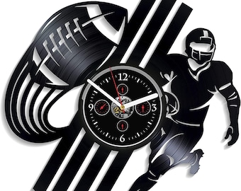 American Football Vinyl Record Wall Clock Sport Wall Art Contemporary Decor For Apartment Housewarming Gift For Him Rugby Decor
