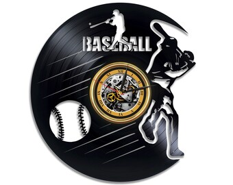 Baseball Vinyl Record Round Clock Sports Wall Decor For Boys Room Contemporary Art Baseball Gift For A Coach New Home Gift For Man