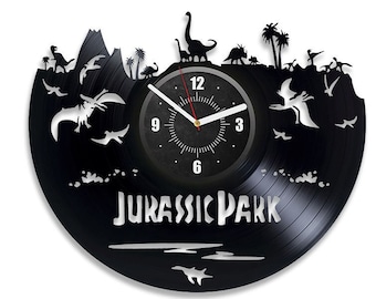 Jurassic Park Vinyl Record Silent Wall Clock Jurassic Park Room Decor Dinosaur Wall Art Gift For Kid Boy Christmas Gift For Him