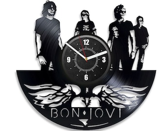 Relógio de parede em vinil do Bon Jovi, arte original para decoração de sala de estar, presente de Natal para noivo.