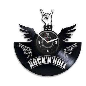 Rock n Roll Vinyl Record Wall Clock Rock n Roll Wall Decor Cool Art For Dorm Rock n Roll Gifts New Home Gift For Men
