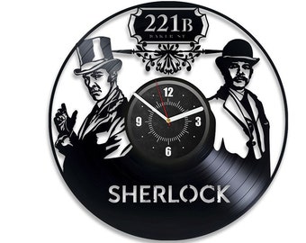 Sherlock Holmes Vinyl Record Black Wall Clock Baker Street Sign Unique Decor For Teenager Room Dr. Watson Housewarming Gift For Family