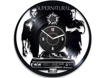 Supernatural Vinyl Record Black Wall Clock Supernatural Wall Decor Original Art For Teenage Girl Christmas Gift For Couple Movie Wall Art