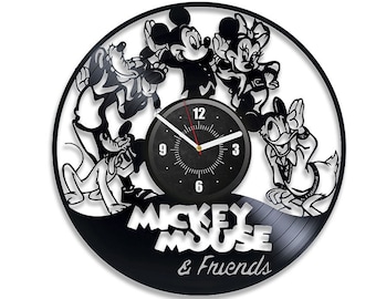 Mickey Mouse And Friends Vinyl Record Wall Clock Cartoon Gift Mickey Mouse Decor For Home Girls Room Wall Art Christmas Gift For Kids