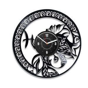 Pisces Zodiac Sign Vinyl Record Large Wall Clock Zodiac Wall Decor For Home Pisces Wall Art Pisces Gift Women Holiday Gifts For Girlfriend