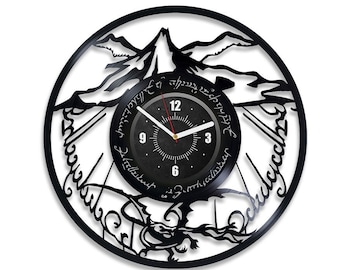 Fantasy Movies Vinyl Record Laser Cut Wall Clock Mountain Art Unique Decor For Home Movie Artwork Christmas Gift For Husband