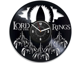 Reloj redondo con disco de vinilo de película de fantasía, arte de Sauron, regalo de fantasía para amantes de las películas, decoración de pared, decoración de la casa, dormitorio, regalo de Navidad