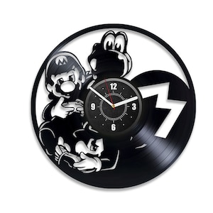 Super Mario Vinyl Record Round Wall Clock Mario Room Decor Video Game Wall Art Gamer Girl Decor Gift For Gamer Boyfriend Super Mario Gifts