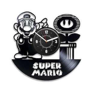Super Mario Vinyl Record Cute Wall Clock Video Game Art Creative Decor For Playroom Gamer Gifts For Kids Anniversary Gift For Boyfriend