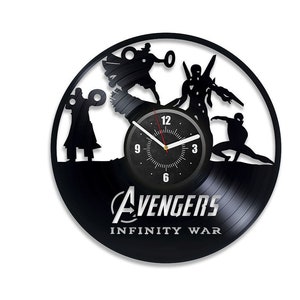 Avengers Vinyl Record Black Wall Clock Marvels Art Work Original Decor For Boys Room Comics Books Gifts Birthday Gift For Son