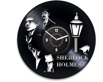 Sherlock Holmes Disco de vinilo Reloj de pared cortado con láser Moriarty Designs Decoración contemporánea para la sala de estar Dr. Watson Arte Regalos de inauguración
