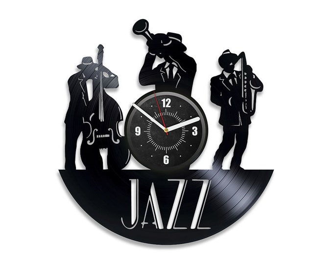 Disco de vinilo de jazz Gran reloj de pared Música Banda Regalos Decoración de pared vintage para bar Decoración de banda de jazz Nuevo regalo de hogar para pareja Música Arte de pared