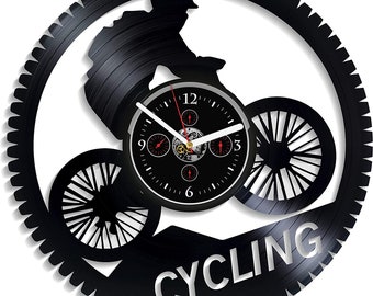 Cyclisme Disque Vinyle Horloge Sport Décoration Murale Décor Original Pour Hommes Chambre Nouvelle Maison Idées Cadeaux Sport Amant Cadeaux Creative Room Decor