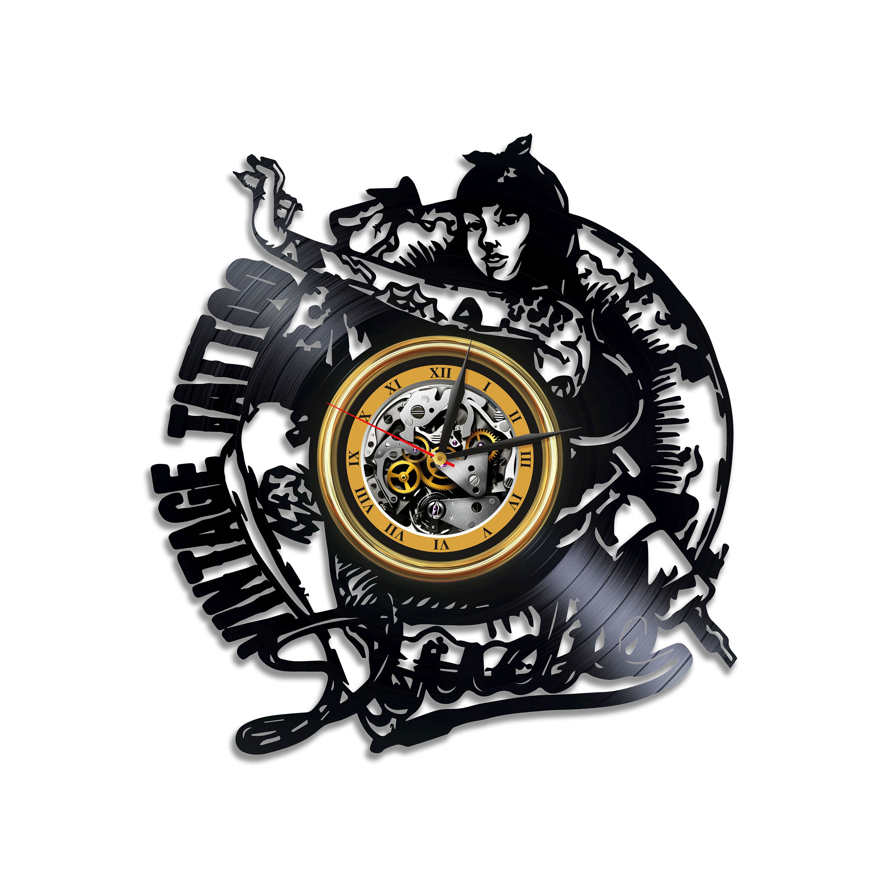 Tattoo Women Vinyl Record Silent Clock Tattoo Artist Décor Vintage Art for Wall Xmas Gift Idea for Tattoo Lover