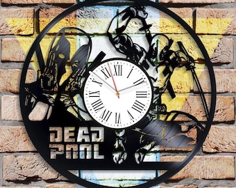 Deadpool Vinyl Record Clock, Comic Wall Art, Superhero Room Decor, Men Bedroom Artwork, Playroom Decoration, Anniversary Gift For Boyfriend