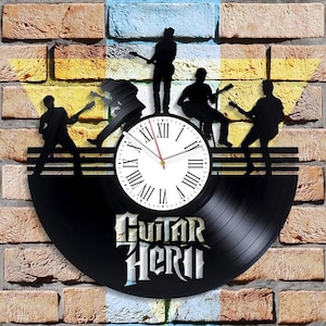 Guitar Hero Vinyl Record Clock, Music Lover Gift For Men, Modern Bedroom Decor, Musicians Art, Game Room Decorations, Guitarist Gifts