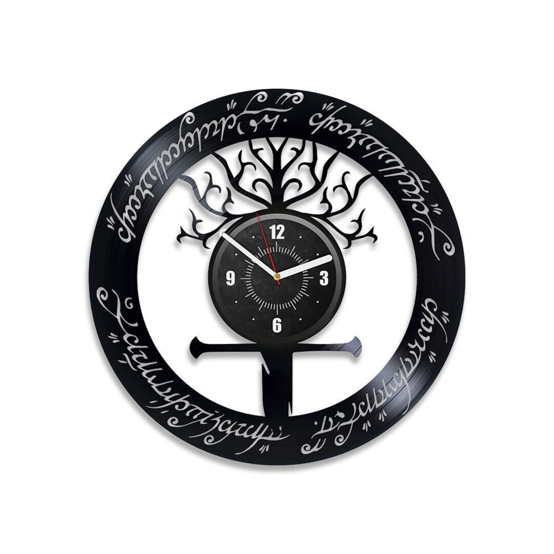 The Lord of the Rings Vinyl Record Wall Clock Elvish Wall Decor Fantasy Lover Creative Decor for