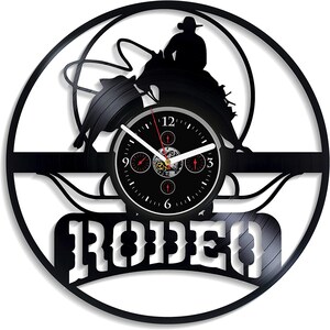 Rodeo Vinyl Record Wall Clock Rodeo Gifts Vintage Decor For Mens Room Housewarming Gift For Family Rodeo Decor Cowboy Wall Art