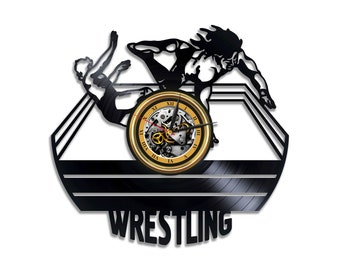 Wrestling Einzigartige Schallplatte Wanduhr Männer Schlafzimmer Dekor Sport Liebhaber Geschenke für Ihn Sport Kunstwerk