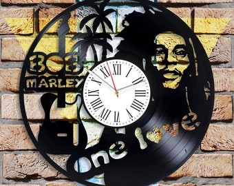 Reloj de vinilo "One Love" de Bob Marley, música reggae, regalo de cumpleaños para hermano, arte de pared para dormitorio masculino, regalos para músicos, decoración moderna para apartamentos.