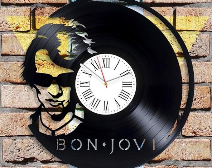 Bon Jovi Vinyl Record Clock, Rock Band Art, Musician Gifts, Minimalist Apartment Decor, Room Wall Hanging, Perfect Mothers Day Gift
