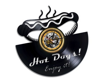 Hot Dog Lover Vinyl Record Original Clock Kitchen Wall Art Modern Kids Room Decor Xmas Gift Idea for Boy