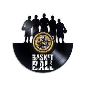 Basketbalteam Vinyl Record Unieke klok kantoor wanddecoratie voor coach moderne kunst voor kamer verjaardagscadeau voor basketbalspeler