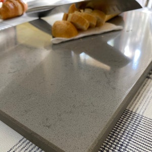 Large Montana Grey Quartz Cutting Board: Stone Charcuterie Serving Platter