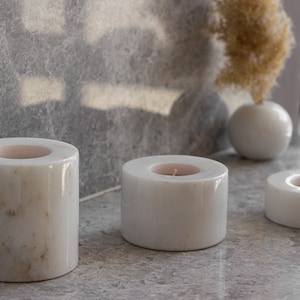 Handmade Triple Marble Candle Holders: Elegant Home Decor