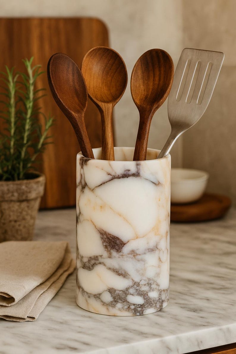 PetraVeraStudio Marble Utensil Crock - Thumbnail 4