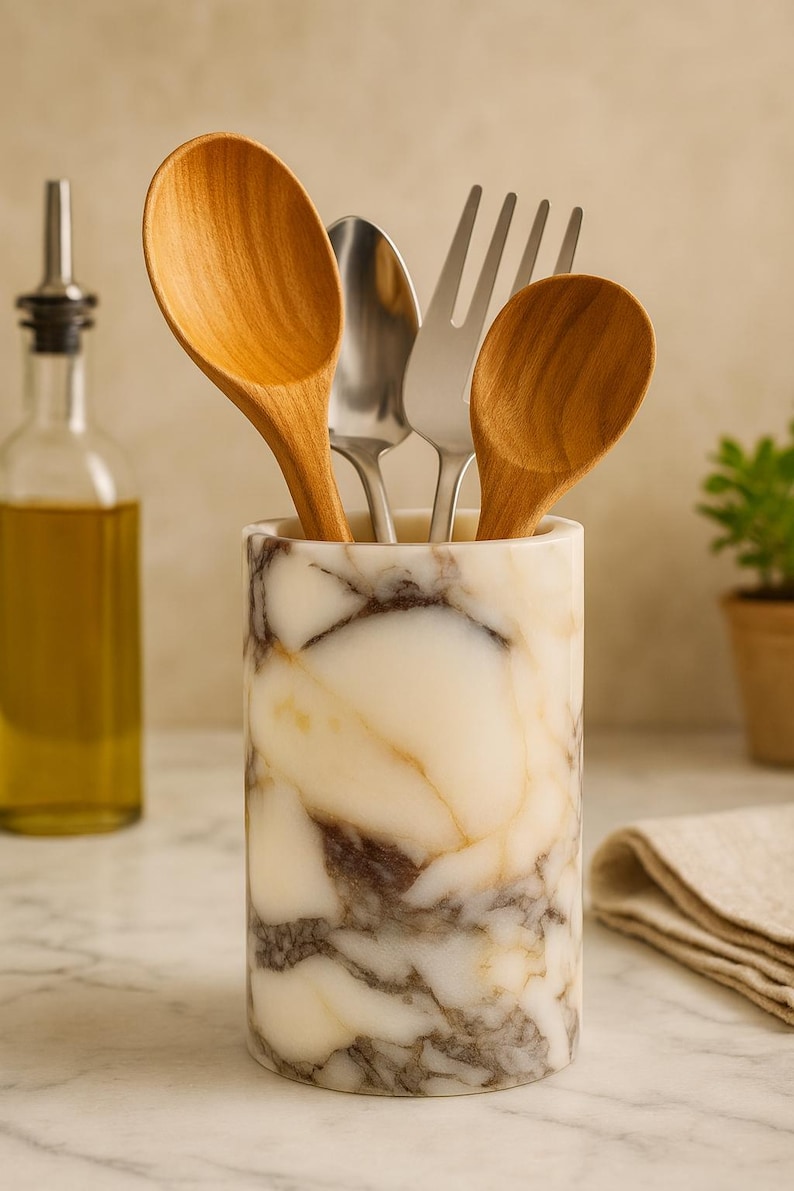 PetraVeraStudio Marble Utensil Crock - Thumbnail 2