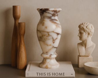 Jarrón alto de mármol: decoración moderna para el hogar, candelabro de ónix