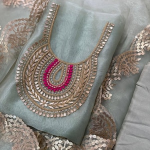 Handmade Zardozi Organza Salwar Kameez: Gotta Patti Indian Wedding Suit