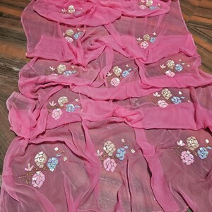 Handmade Chiffon Saree: Bollywood Party Wear with Sitara Embellishments