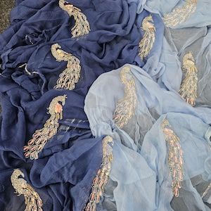 Handmade Chiffon Saree: Indian Bollywood Style with Sitara Embellishments