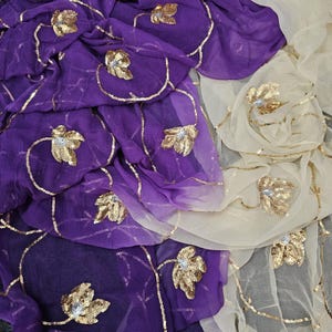 Handmade Chiffon Saree: Indian Bollywood Style with Sitara Embellishments