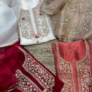 Zardozi Embroidered Organza Salwar Kameez: Indian Wedding Partywear