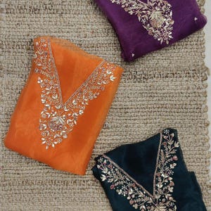 Zardozi Embroidered Organza Salwar Kameez: Punjabi Wedding Partywear