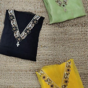 Hand Embroidered Organza Kurta: Zardozi Work Indian Partywear
