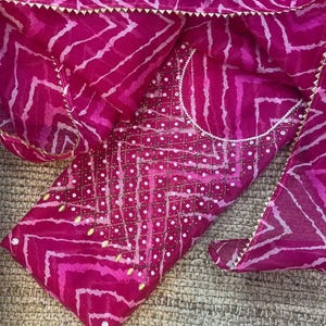 Handmade Zardozi Embroidered Salwar Kameez: Kota Leheriya Indian Suit