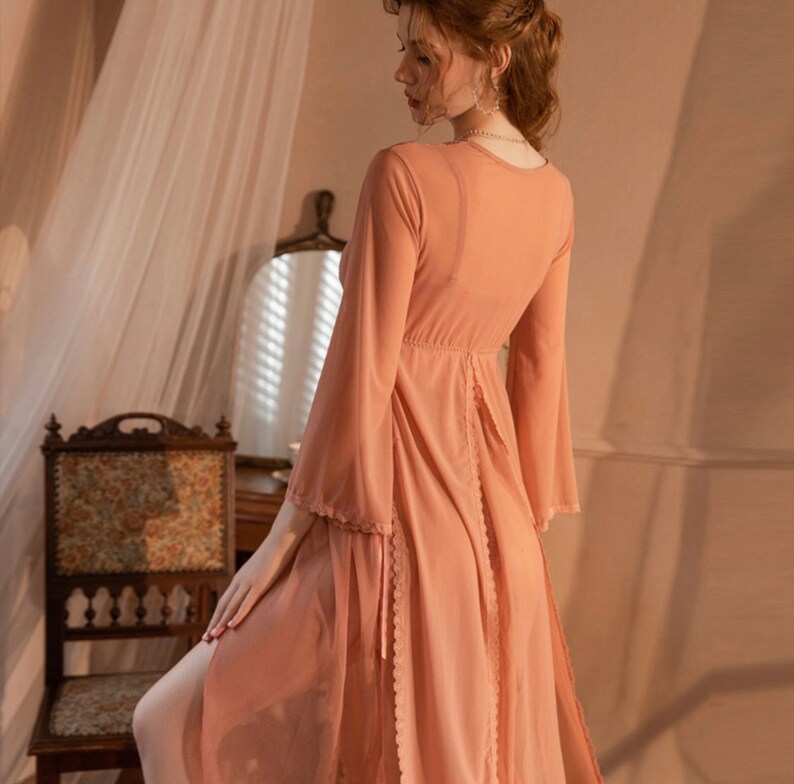 Dreamy Sheer Loungewear Lace Nightgown Embroidery Nightgown Etsy