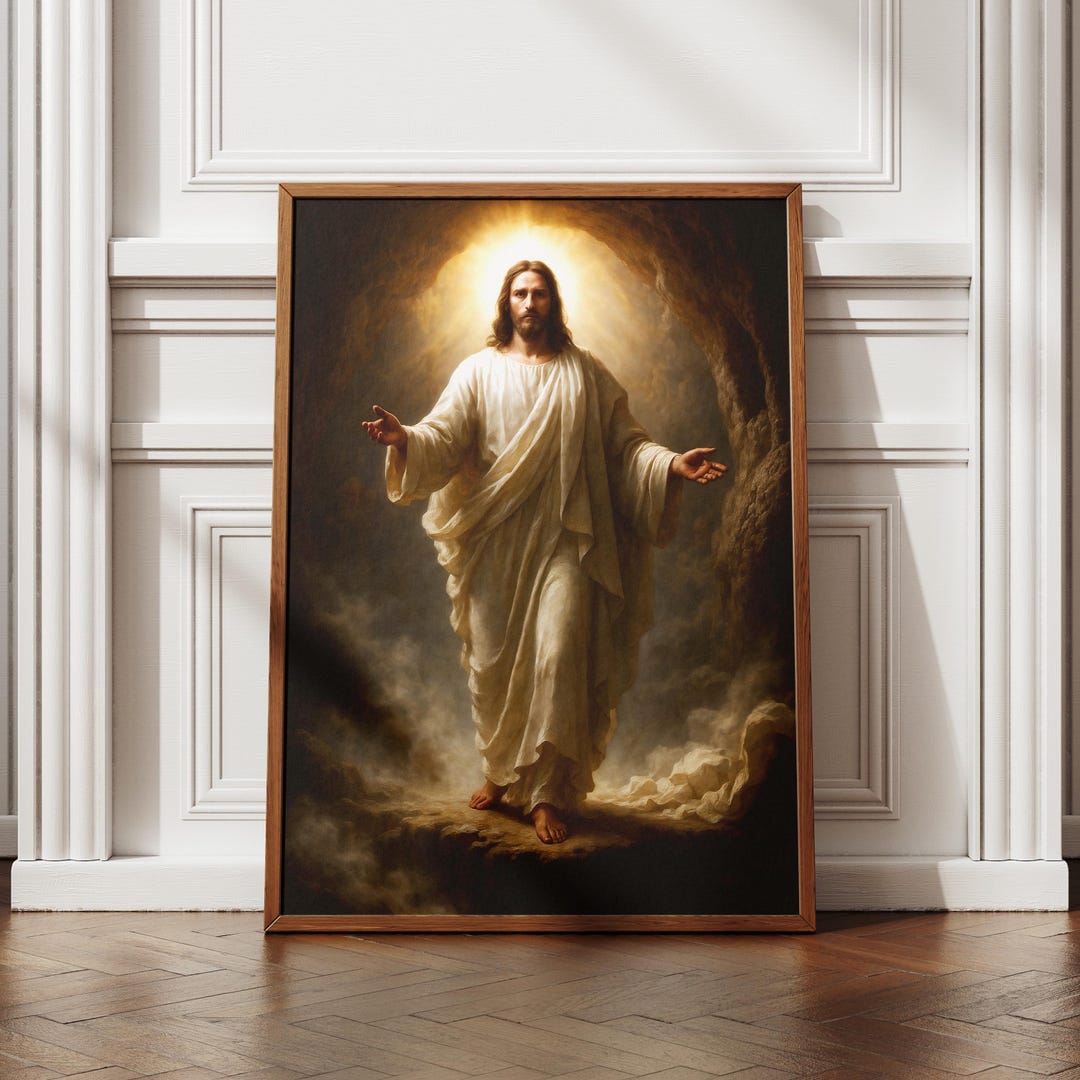 Risen Jesus Art Print, Resurrection Christian Wall Art, Holy Savior ...